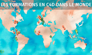 Carte des formations en C4D dans le monde par Com4Dev